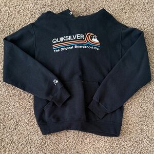 Quiksilver Black Hoodie with Retro Wave Logo